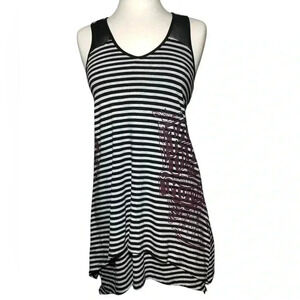 Striped Black and White Sleeveless Dress
